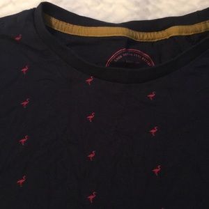 Navy shirt with pink flamingo design